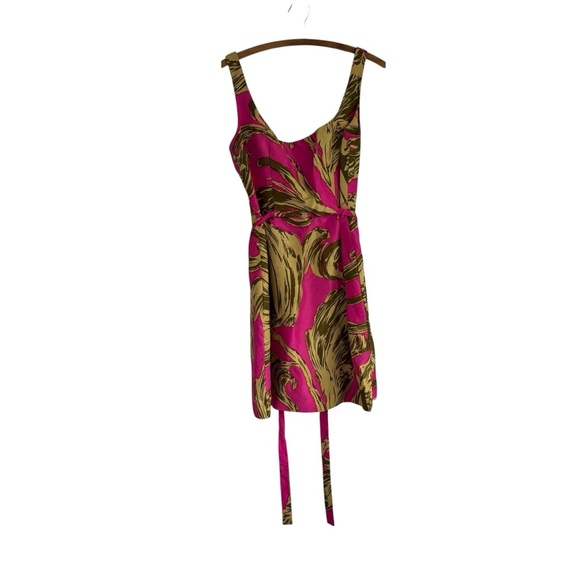 Milly Silk Tropical Palm Tie Waist
Dress in Pink and Green Size 8 - Picture 2 of 16
